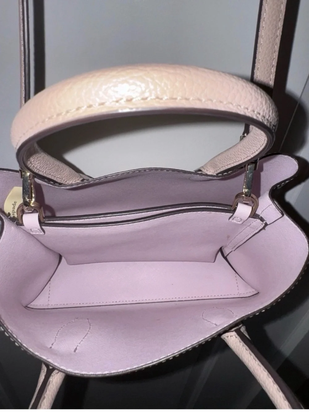 kate spade Taupe Pink Leather Crossbody Satchel EUC